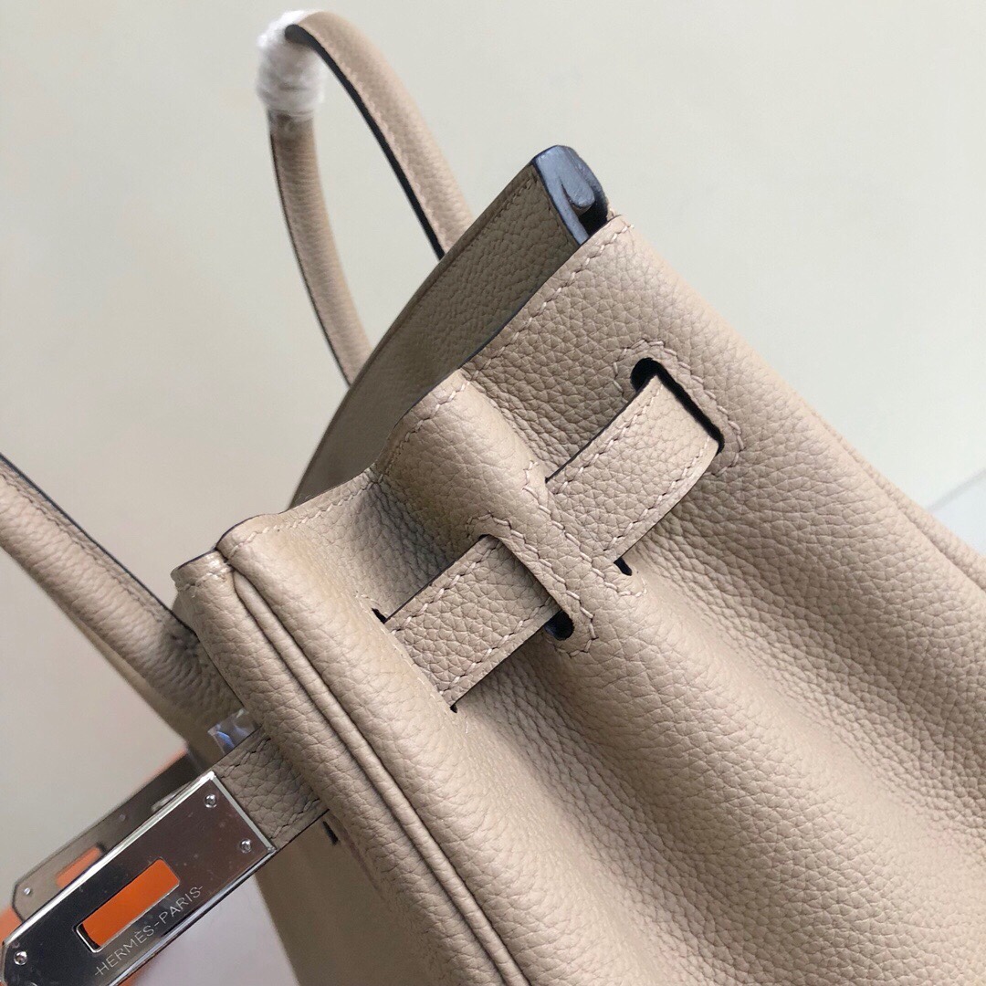 Hermes Birkin 35CM Togo Leather Handbag Light Grey